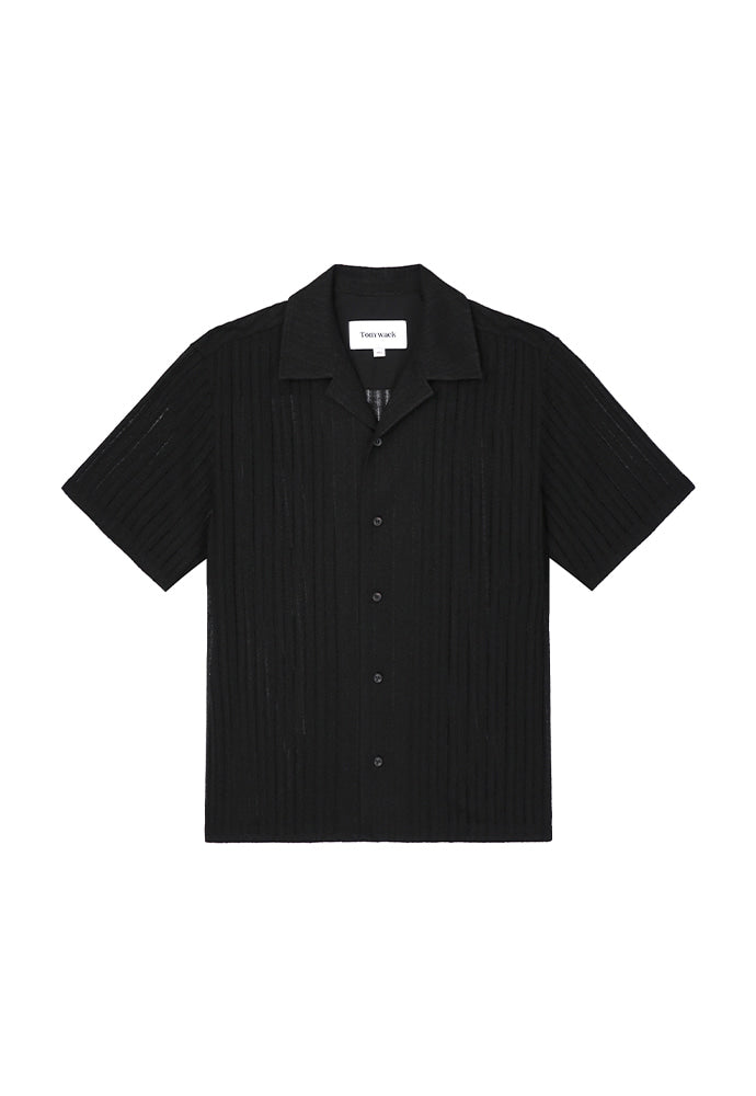 Tonywack - Crochet Camp Collar Half Sleeve Shirt (Black) product image 5 | TRAB K-Fashion Australia