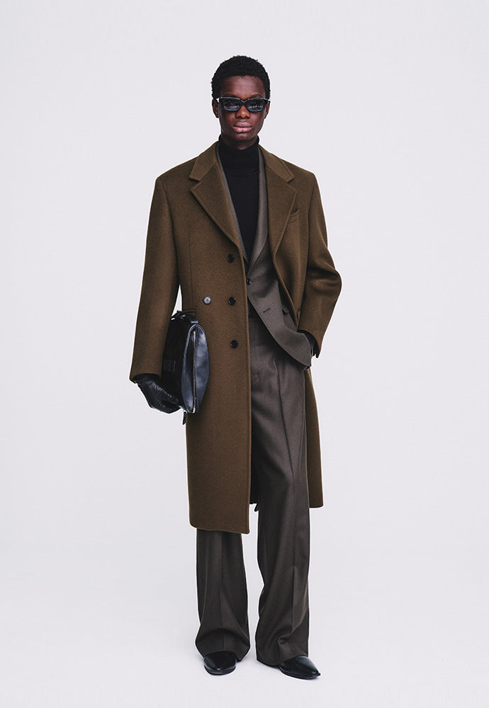 Tonywack - Cashmere Single-Breasted Tailored Wrap Coat (Wood Brown) product image 4 | TRAB K-Fashion Australia