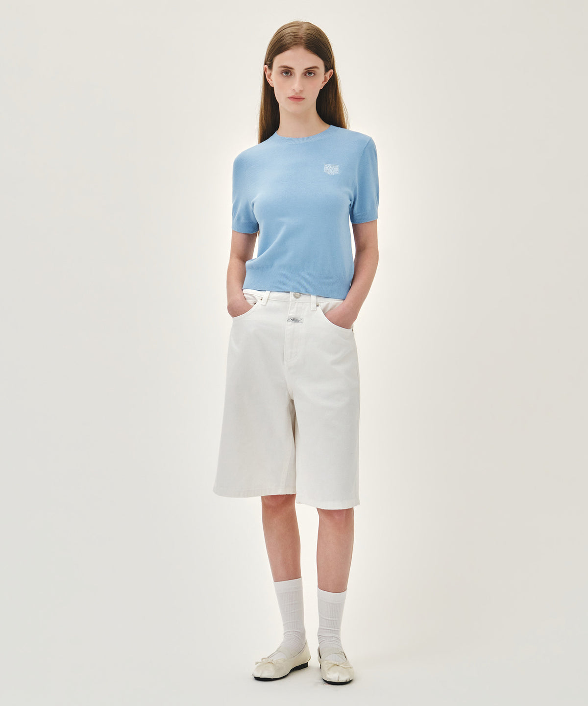 Marithe & Francois Girbaud - Small Classic Logo Half Knit Pullover (Sky Blue) product image 5 | TRAB K-Fashion Australia