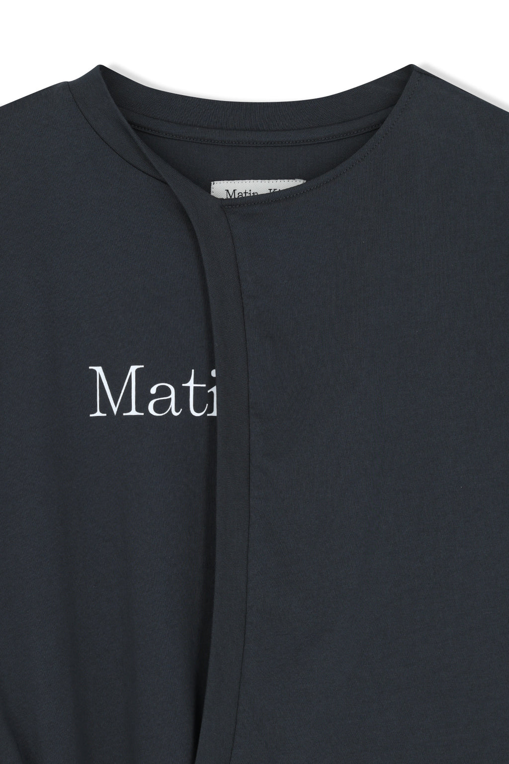 Matin Kim - Tie Detail Draped Logo Top (Charcoal) product image 3 | TRAB K-Fashion Australia