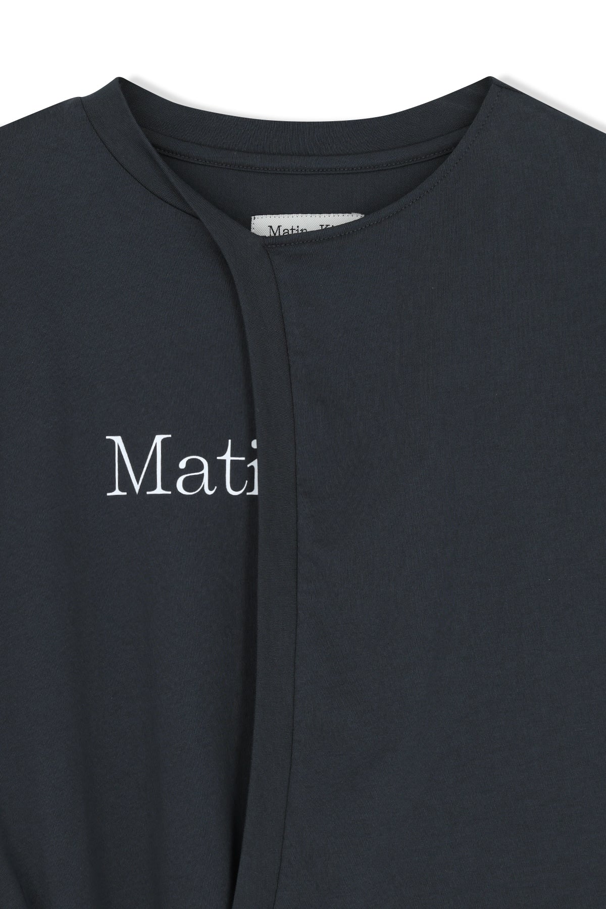 Matin Kim - Tie Detail Draped Logo Top (Charcoal) product image 3 | TRAB K-Fashion Australia