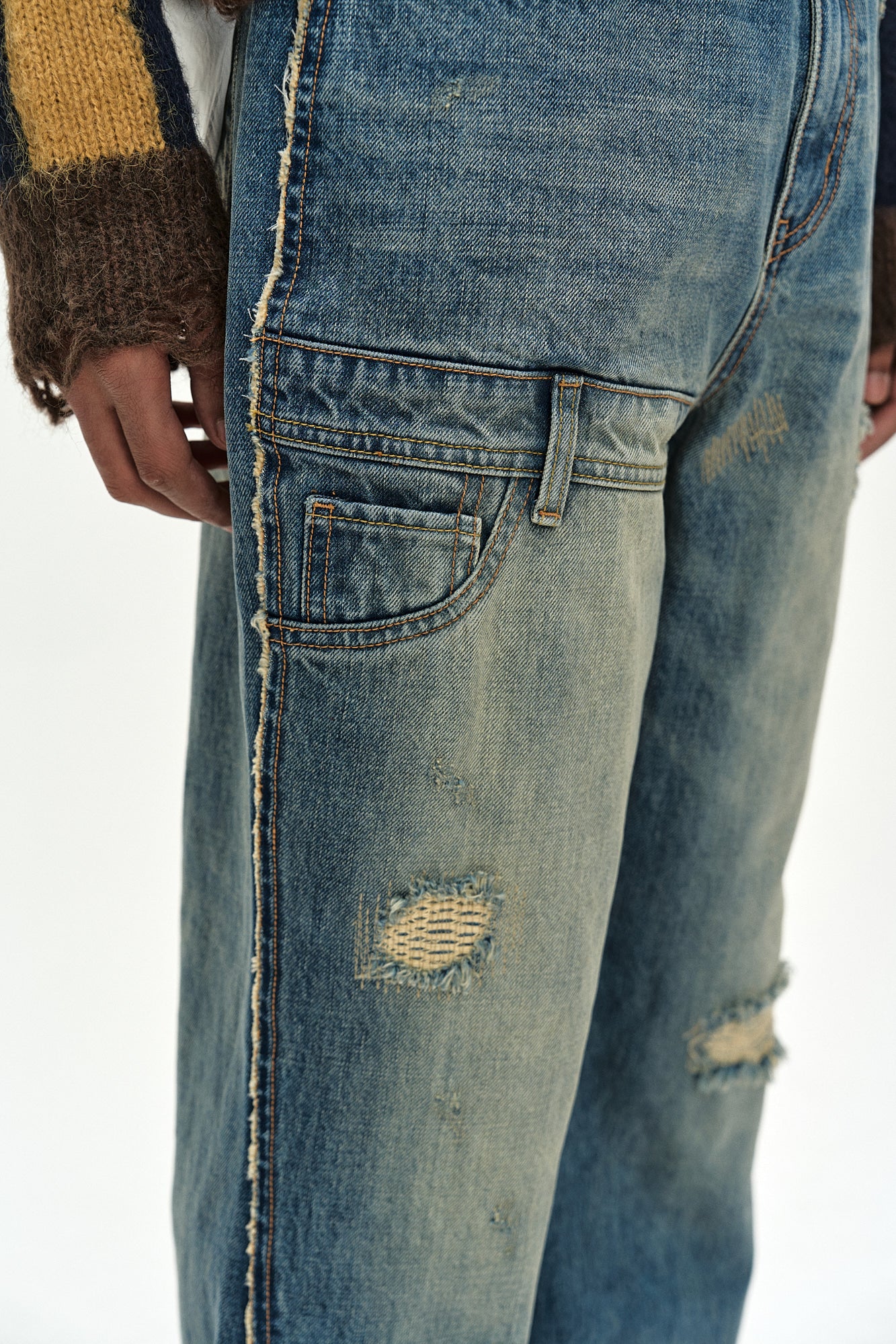 Andersson Bell - Unisex Re-Worked Embroidery Flare Jeans (blue) (Blue) product image 8 | TRAB K-Fashion Australia