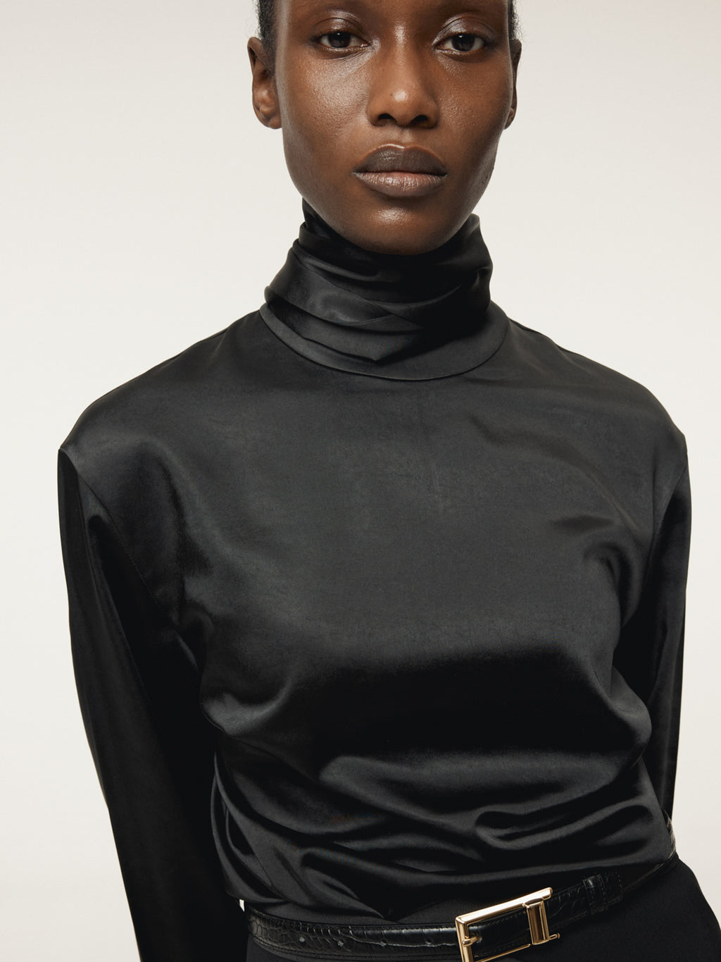 Recto - Open Back Scarf Satin Blouse (Black) product image 6 | TRAB K-Fashion Australia