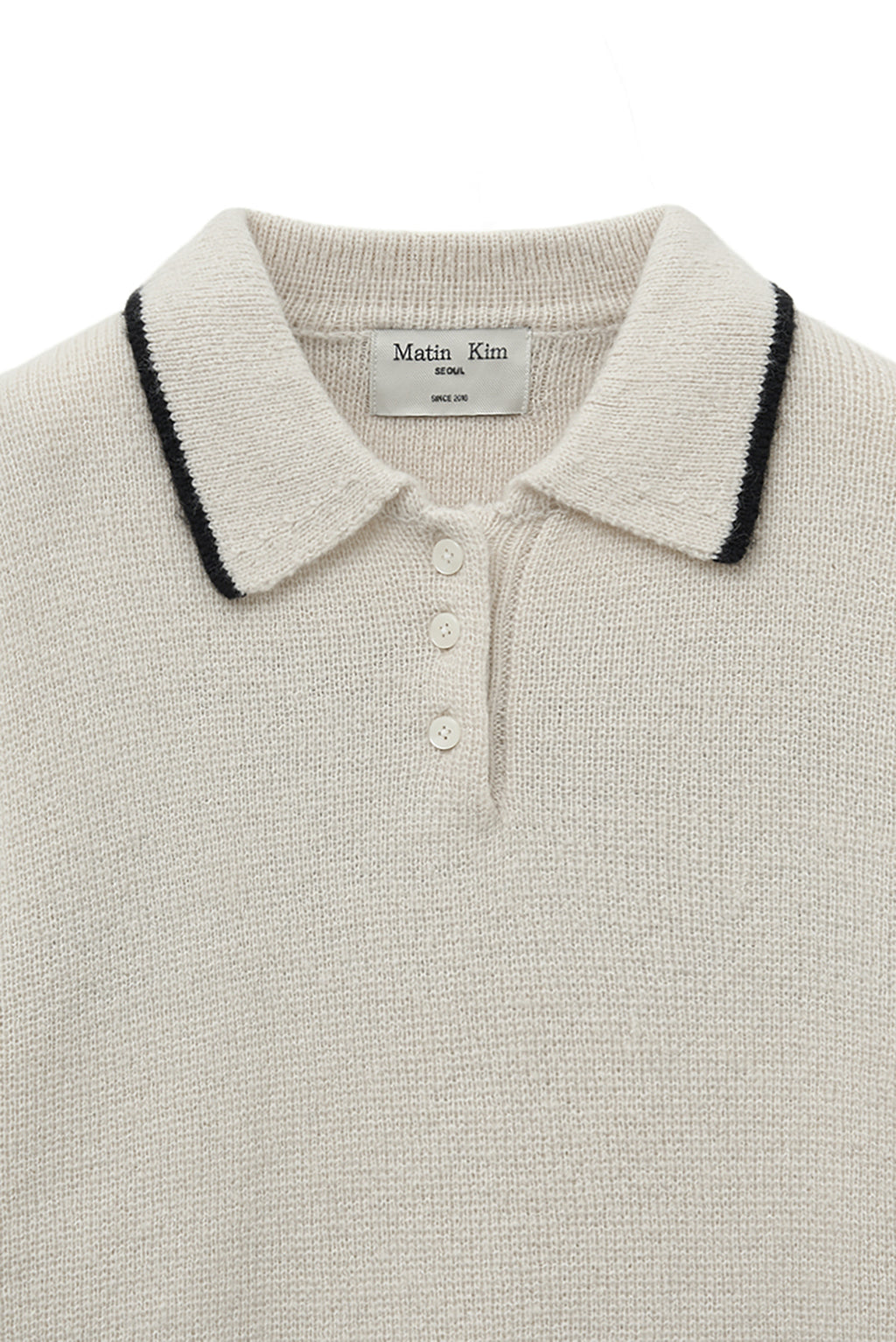 Matin Kim - Back Logo Collar Knit Top (Ivory) product image 4 | TRAB K-Fashion Australia