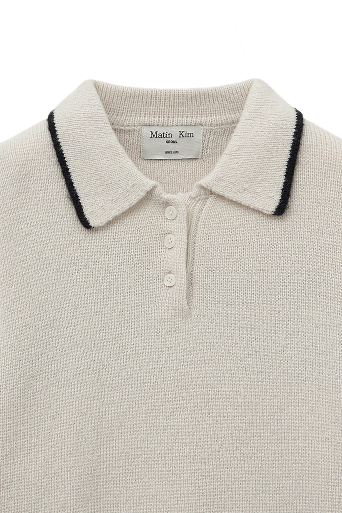 Matin Kim - Back Logo Collar Knit Top (Ivory) product image 4 | TRAB K-Fashion Australia