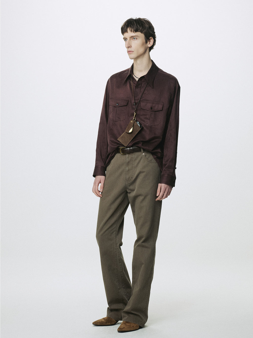 Tonywack - Silk Cotton Double Pocket Shirt (Vintage Maroon) product image 3 | TRAB K-Fashion Australia