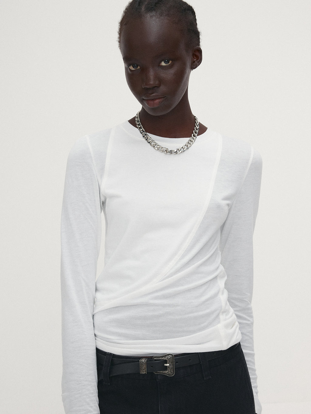 Tonywack - Cotton Modal Cut-Out Long Sleeve (White) product image 5 | TRAB K-Fashion Australia