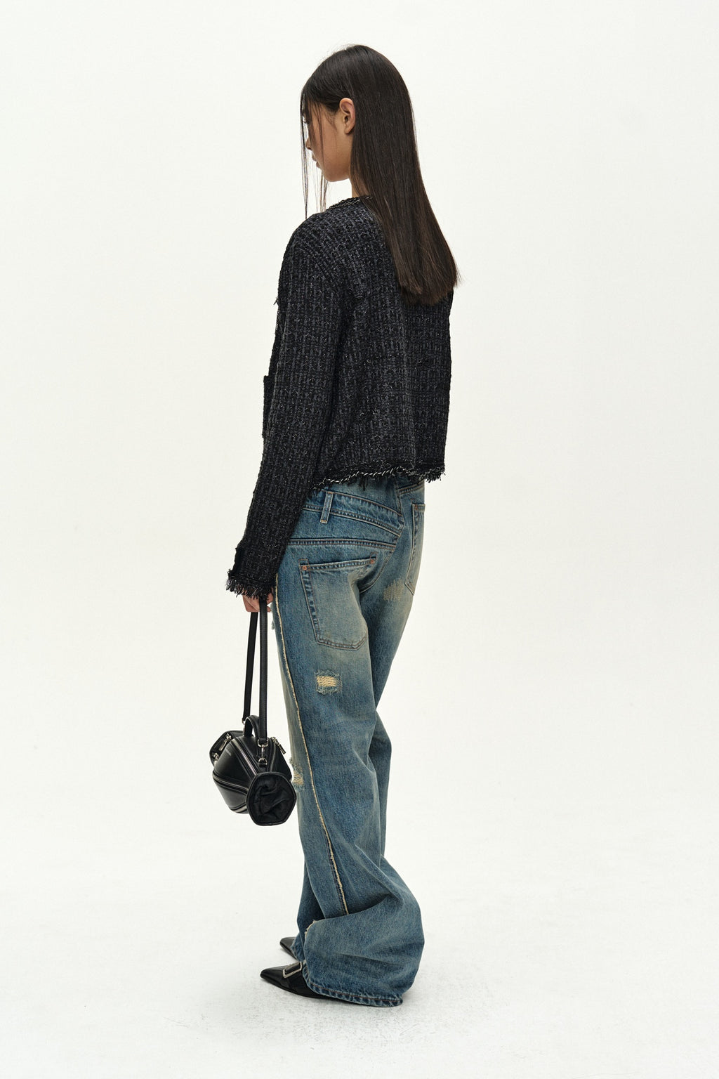Andersson Bell - Raw Chain-Edge Tweed Jacket (Black) product image 4 | TRAB K-Fashion Australia