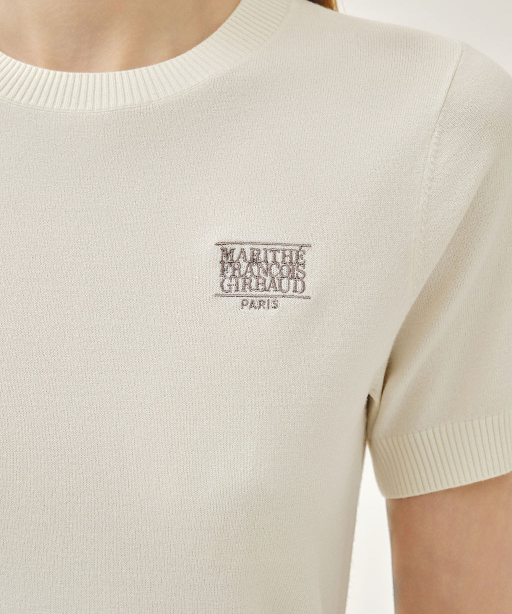 Marithe & Francois Girbaud - Small Classic Logo Half Knit Pullover (Ivory) product image 3 | TRAB K-Fashion Australia