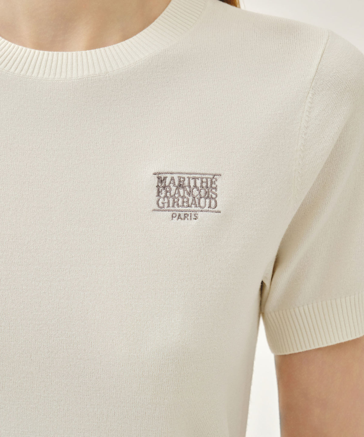 Marithe & Francois Girbaud - Small Classic Logo Half Knit Pullover (Ivory) product image 3 | TRAB K-Fashion Australia