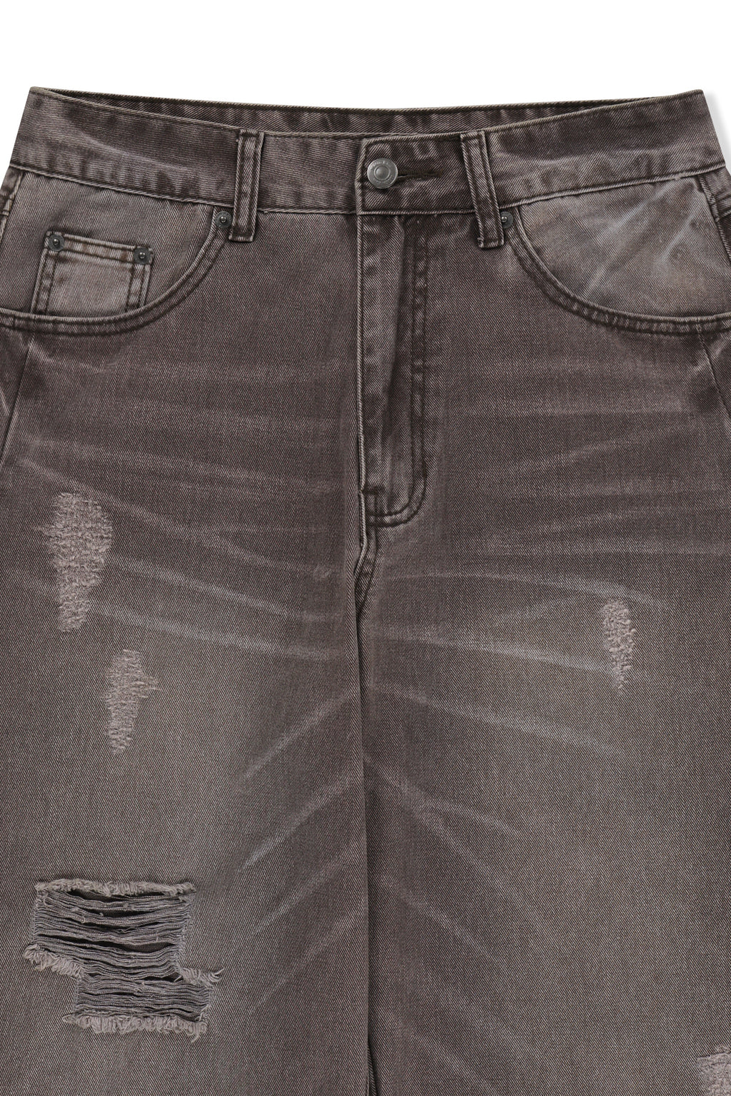 Matin Kim - Shadow Distressed Wide Denim Pants (Brown) product image 3 | TRAB K-Fashion Australia