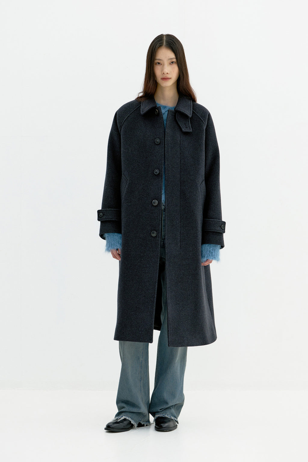 Coor - Belandi Cashmere-Blend Balmacaan Coat (Melange Charcoal) product image 3 | TRAB K-Fashion Australia