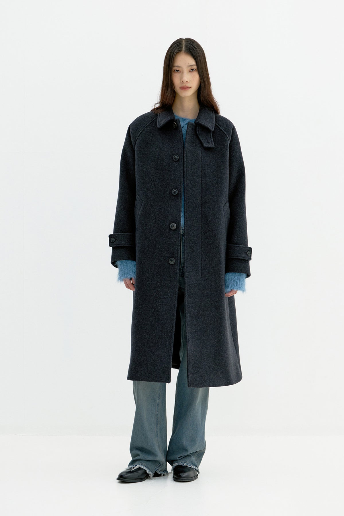 Coor - Belandi Cashmere-Blend Balmacaan Coat (Melange Charcoal) product image 3 | TRAB K-Fashion Australia