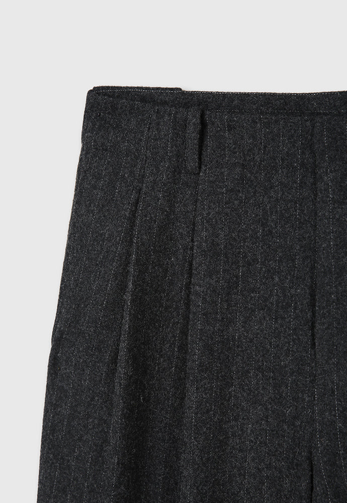 Tonywack - Striped Wool Double-Pleats Wide Trousers (Dark Grey Pinstripe) product image 9 | TRAB K-Fashion Australia