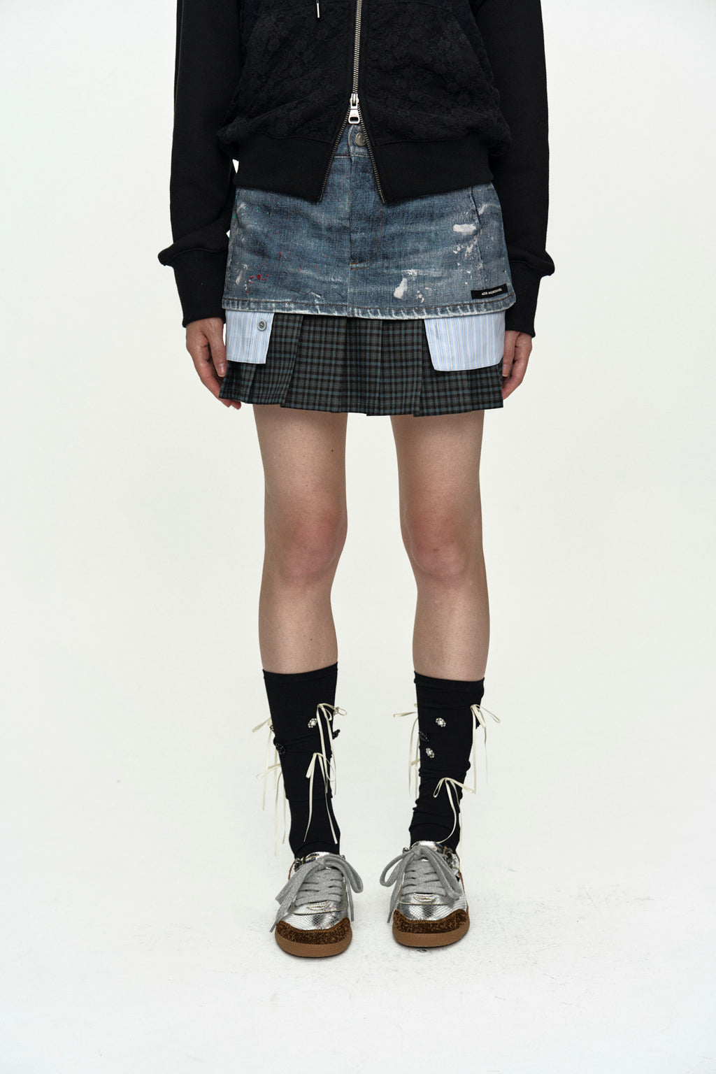 Andersson Bell - [Pre-Order – Ships July 3] Painted Denim Layered Mini Pleats Skirt (Blue) product image 5 | TRAB K-Fashion Australia