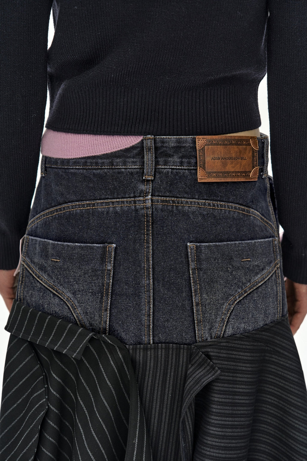Andersson Bell - Reworked Denim Panel Wrap Skirt (Black) product image 6 | TRAB K-Fashion Australia