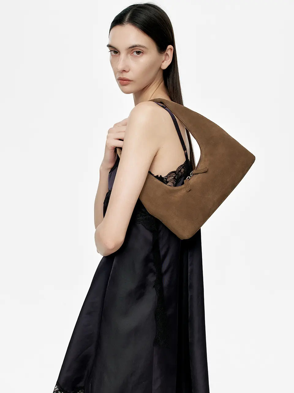 Marge Sherwood - Hobo Shoulder (Cappuccino Suede) product image 2 | TRAB K-Fashion Australia