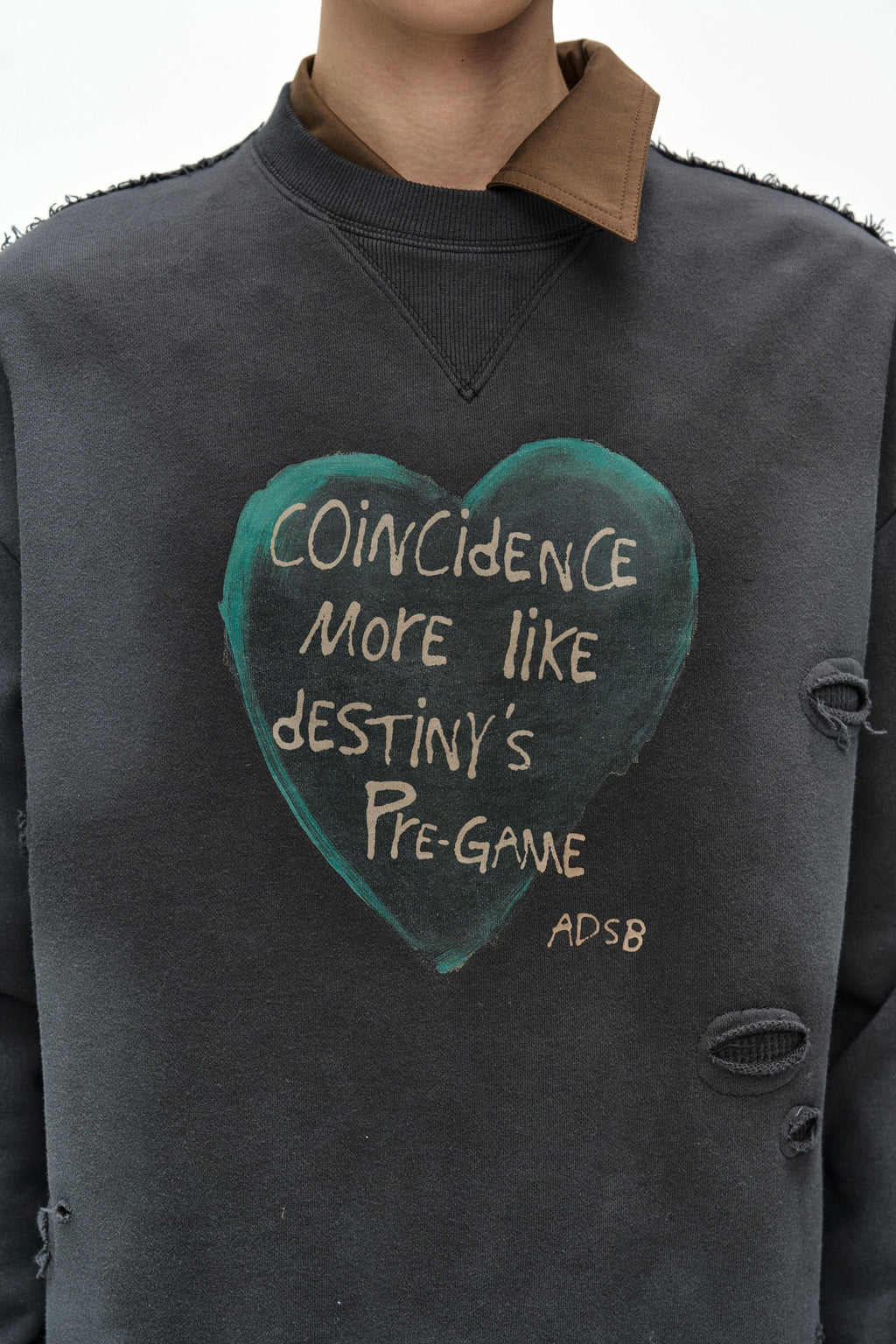 Andersson Bell - (essential) Unisex Spray Washed Heart Message Sweatshirt (charcoal) (Charcoal) product image 7 | TRAB K-Fashion Australia