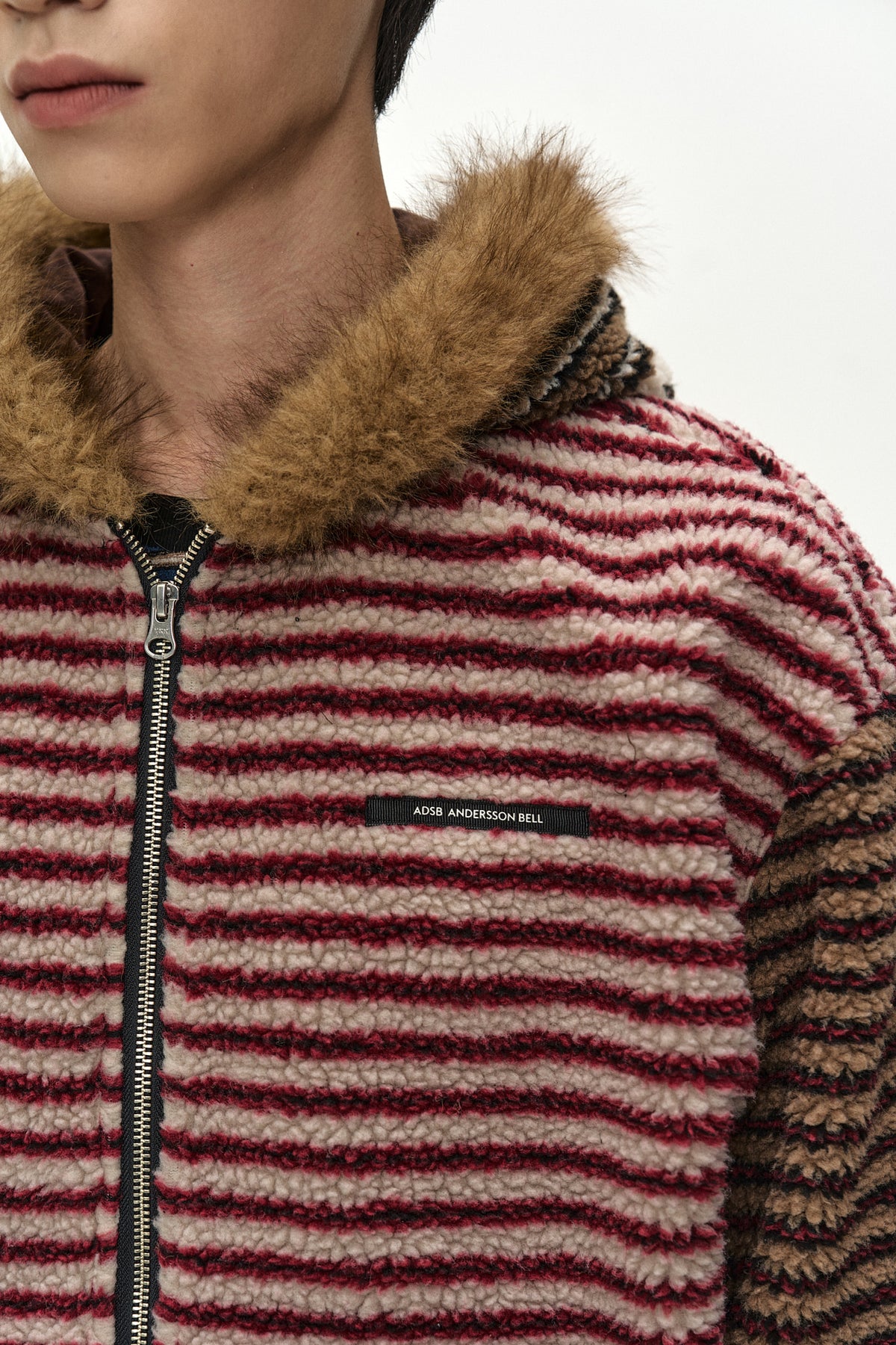 Andersson Bell - Unisex Stripe Patchwork Fleece Hoodie Zip-Up (Multi) product image 8 | TRAB K-Fashion Australia