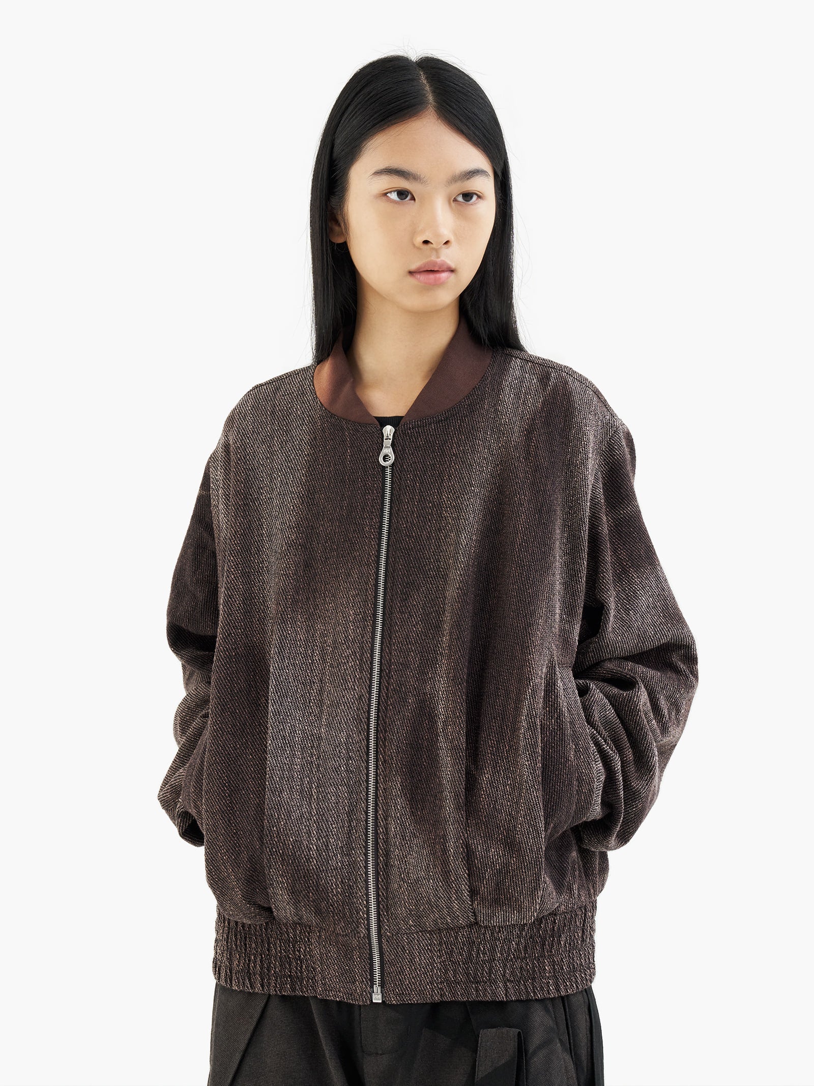 Jiyong Kim - Sun-Bleached Pleated Bomber (Brown) product image 4 | TRAB K-Fashion Australia