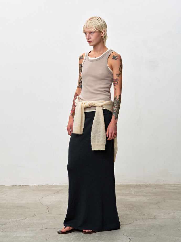 Tonywack - Mercerized Wool Knit Maxi Skirt (Dark Grey) product image 2 | TRAB K-Fashion Australia