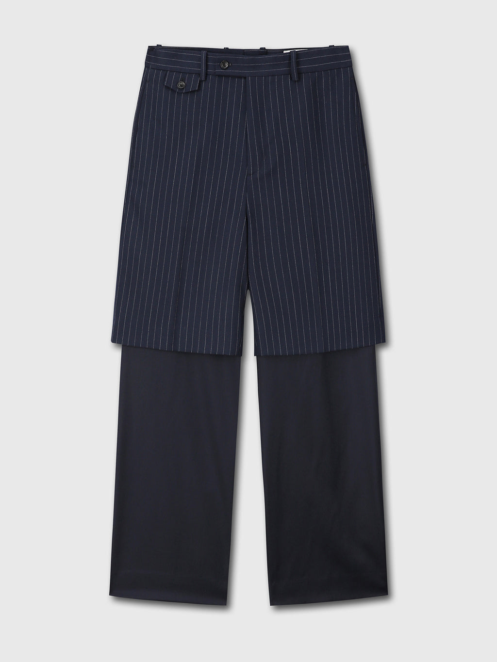 Tonywack - Striped Wool Layered Trousers (Navy Pinstripe) product image 7 | TRAB K-Fashion Australia