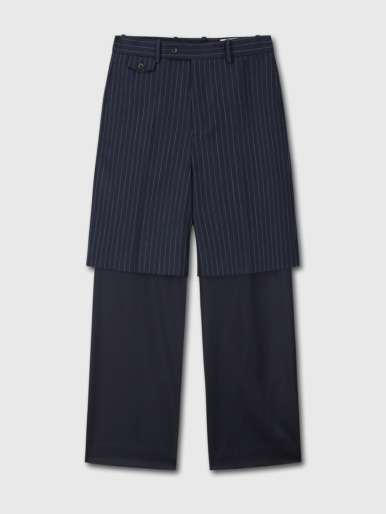 Tonywack - Striped Wool Layered Trousers (Navy Pinstripe) product image 7 | TRAB K-Fashion Australia