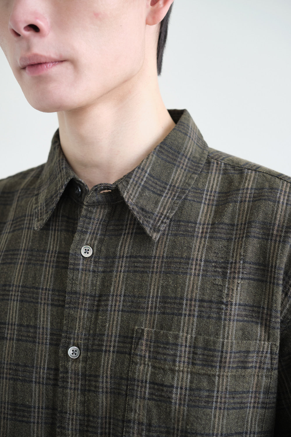 Hatchingroom - Museum Shirt Herringbone Check (Over Dyed Khaki) product image 6 | TRAB K-Fashion Australia