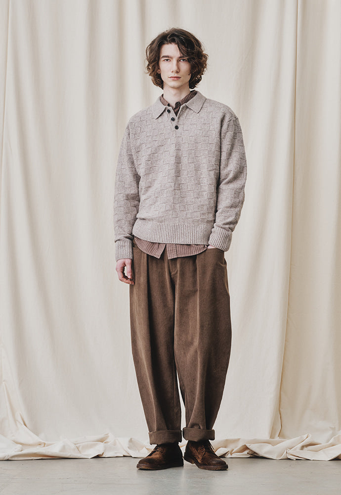 Art if acts - Checkerboard Collar Knit (Mushroom) product image 5 | TRAB K-Fashion Australia