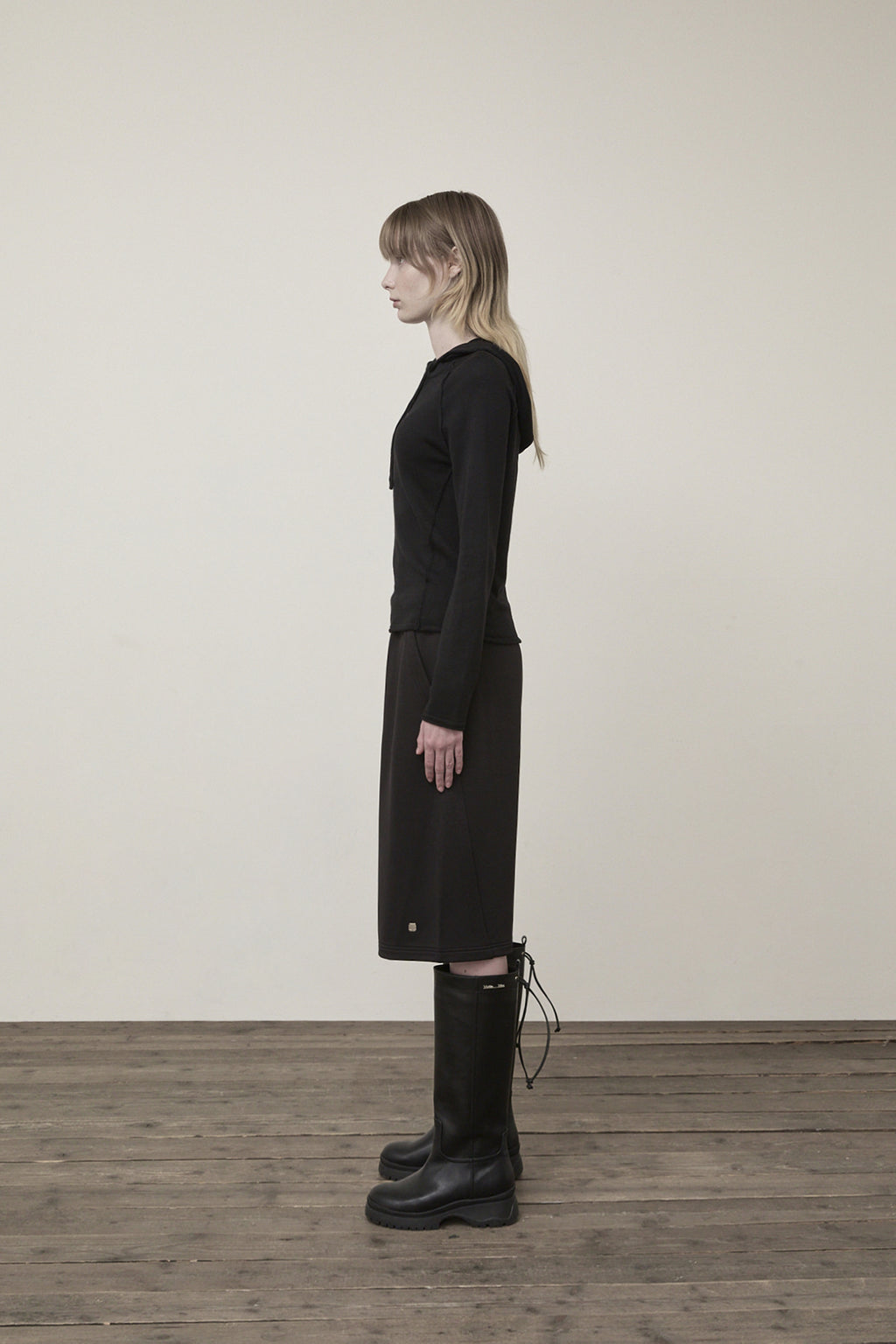 Matin Kim - Button Hoody Raglan Knit Top (Black) product image 6 | TRAB K-Fashion Australia