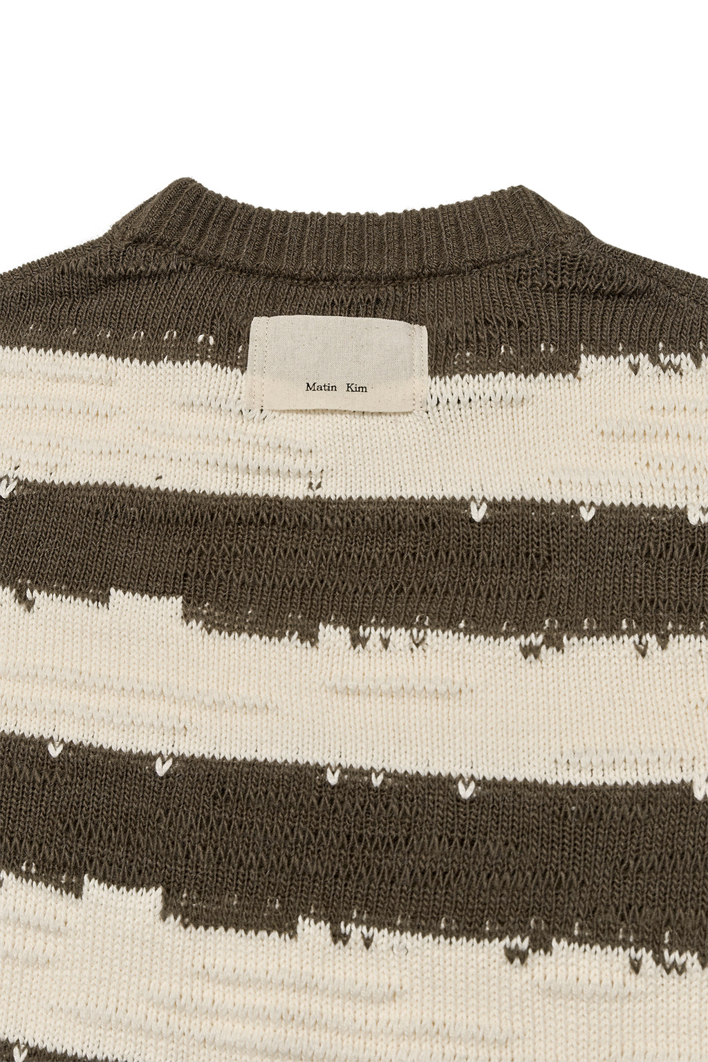 Matin Kim - Stripe Vintage Loose Pullover (Khaki Brown) product image 5 | TRAB K-Fashion Australia