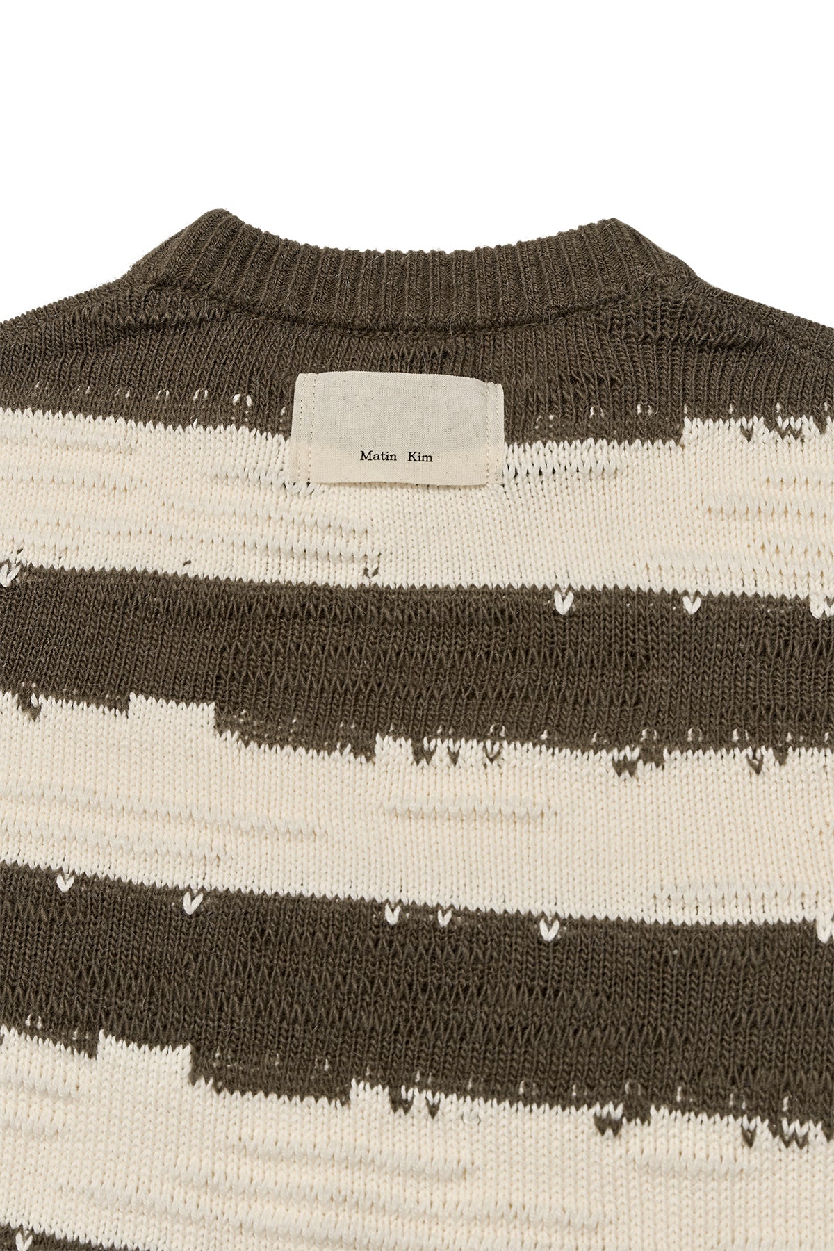 Matin Kim - Stripe Vintage Loose Pullover (Khaki Brown) product image 5 | TRAB K-Fashion Australia