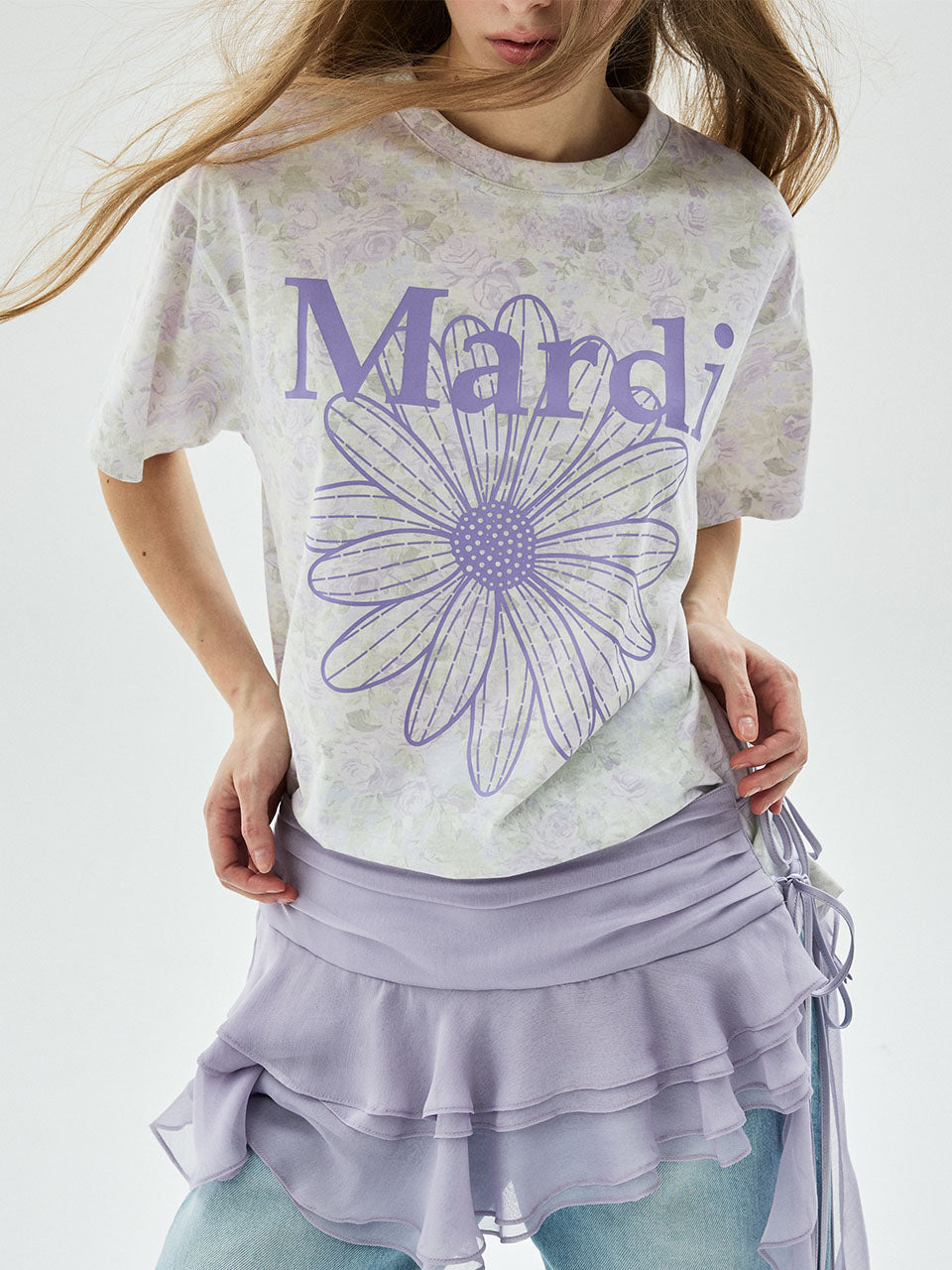 Mardi Mercredi - [Pre-Order – Ships April 13] Tshirt Fleur Flowermardi (Purple Lilac) product image 1 | TRAB K-Fashion Australia