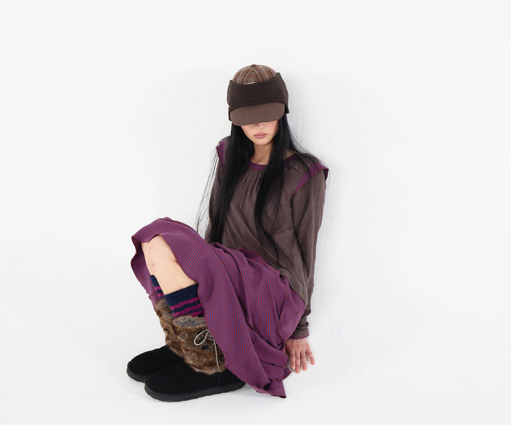 Coyseio - Stripe Cancan One Piece (Cocoa) product image 2 | TRAB K-Fashion Australia