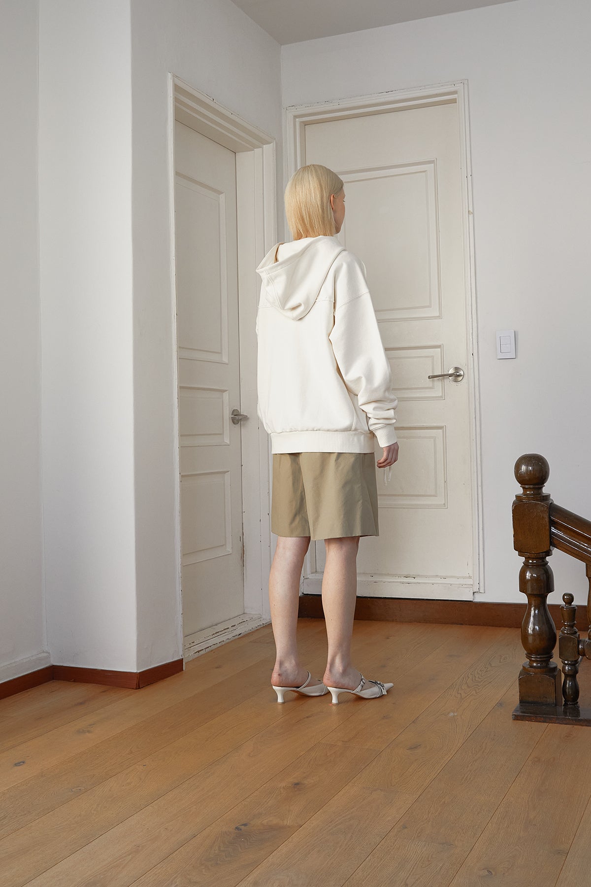 Matin Kim - Volume Pocket Hoody Zip Up (Cream) product image 9 | TRAB K-Fashion Australia