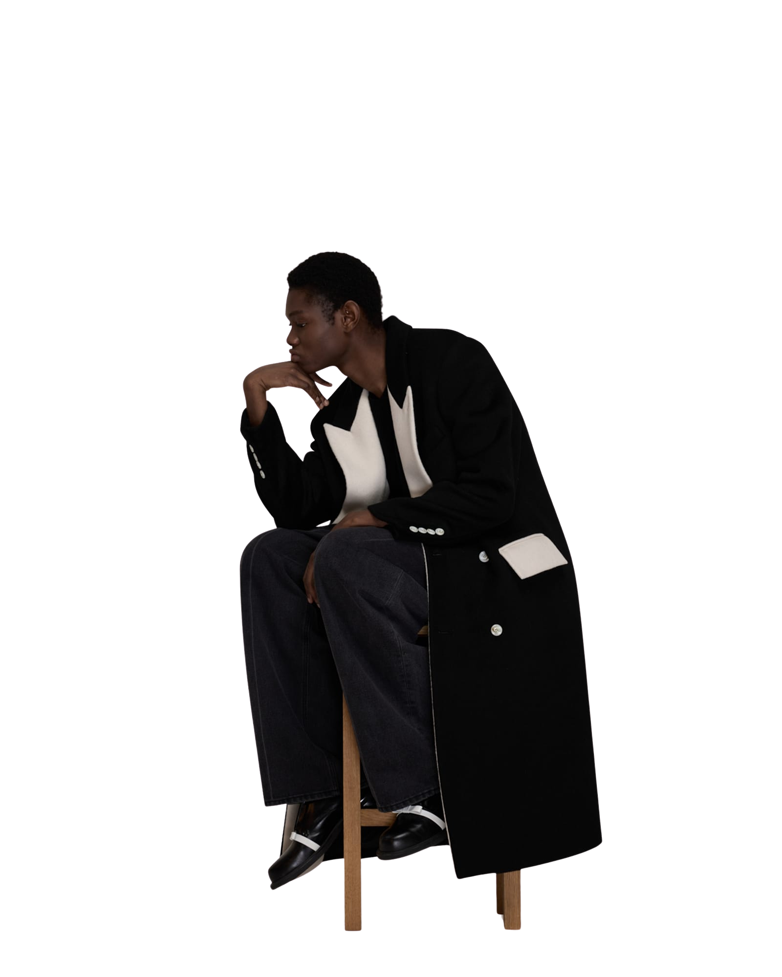 Kimhe Kim - Bi Color Double Breasted Coat (Black/Ivory) product image 16 | TRAB K-Fashion Australia