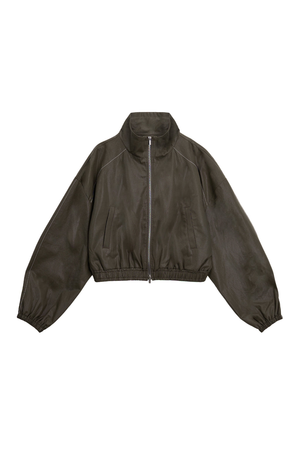 Matin Kim - Matin Rough Coating Crop Bomber (Khaki) product image 2 | TRAB K-Fashion Australia
