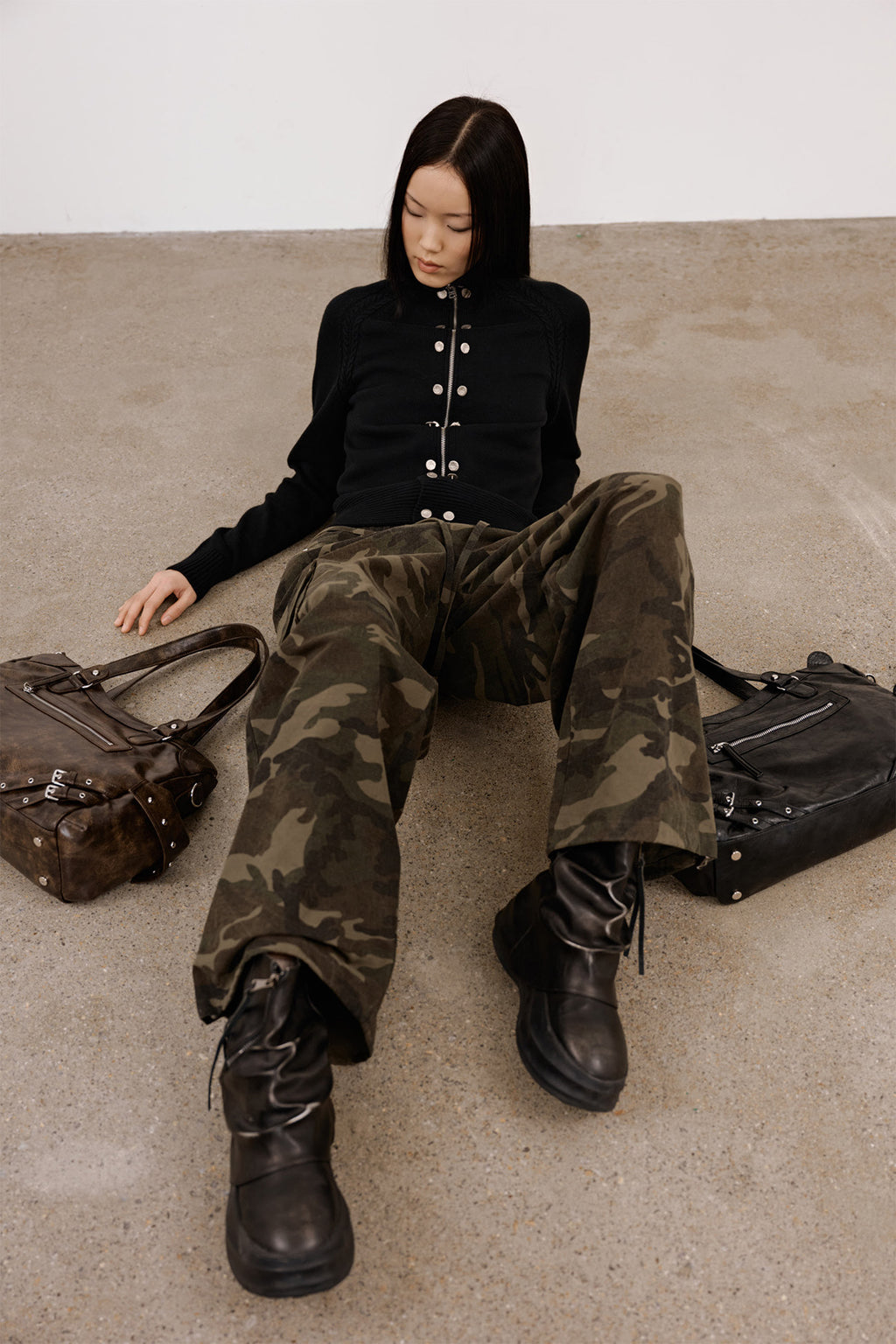Deinet - High-Neck Stud Knit Outer (Black) product image 11 | TRAB K-Fashion Australia