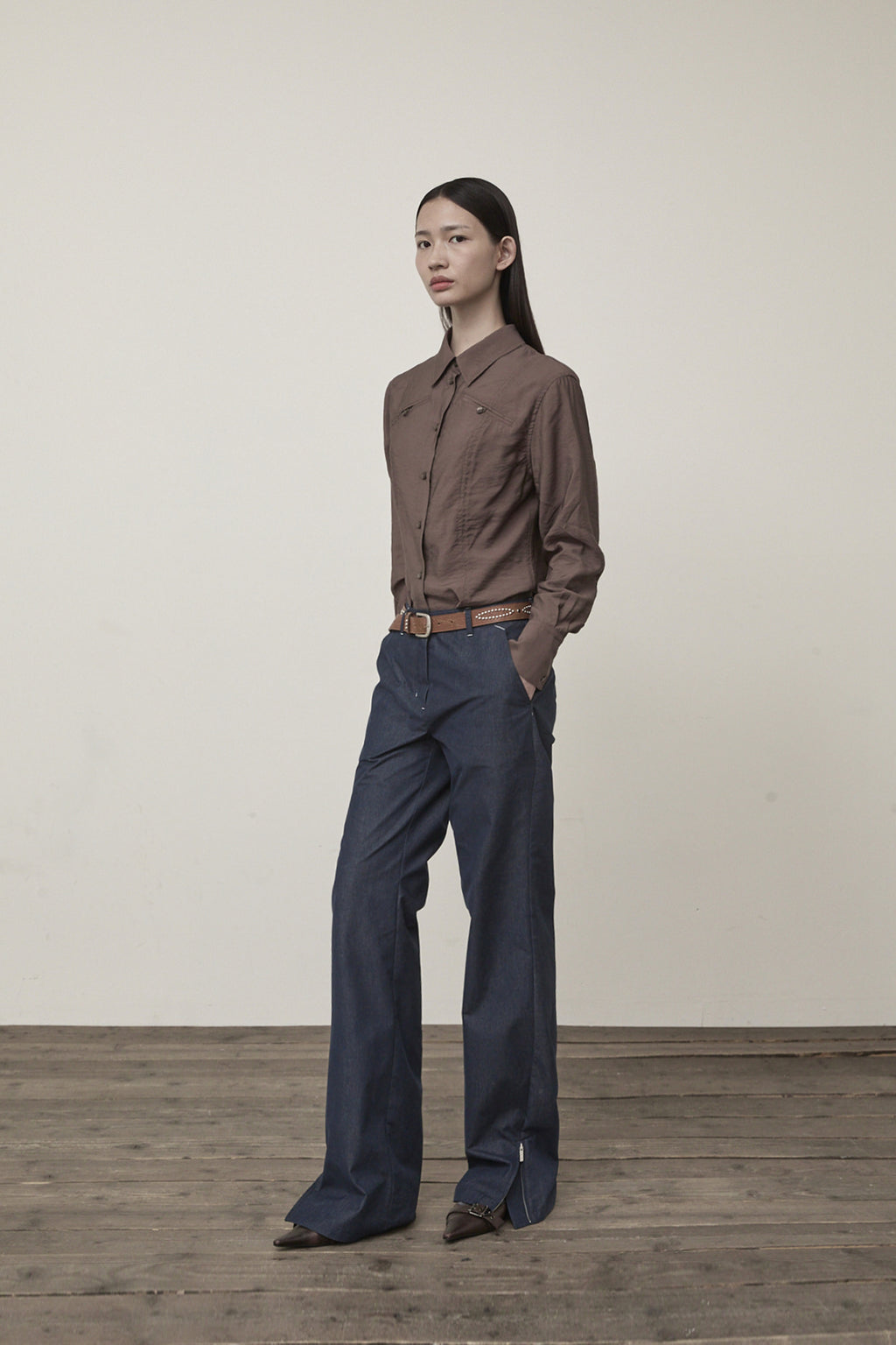 Matin Kim - Pocket Line Point Shirt (Brown) product image 8 | TRAB K-Fashion Australia