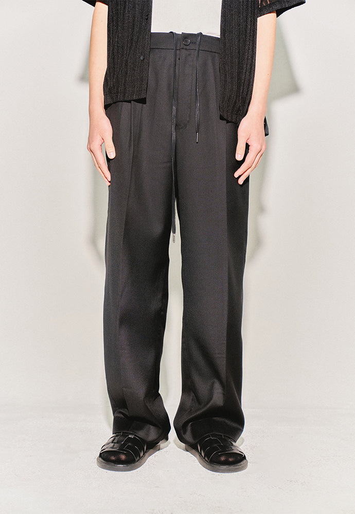 Tonywack - High-Density Wool Drawstring Wide Trousers (Black) product image 4 | TRAB K-Fashion Australia