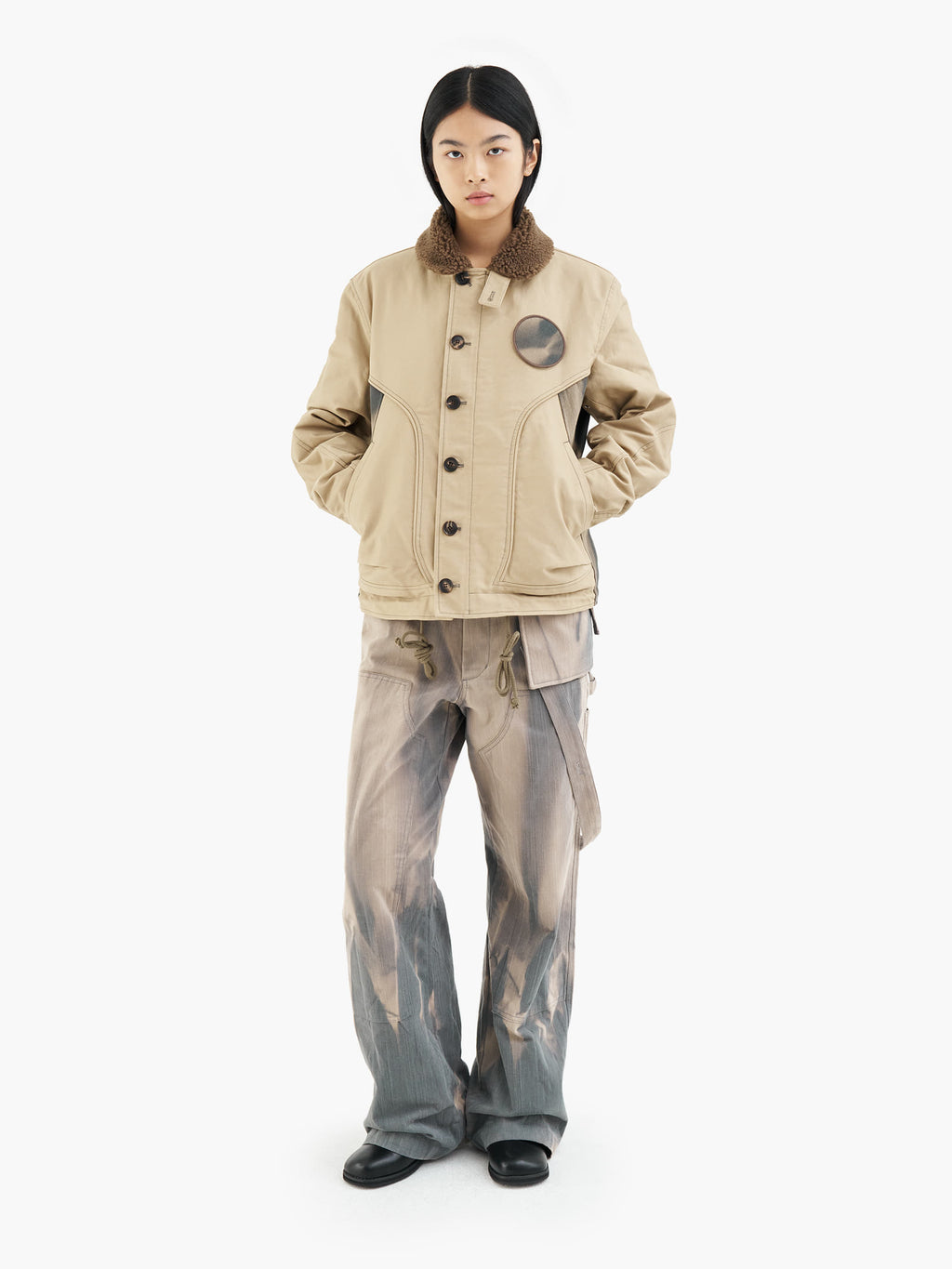 Jiyong Kim - Sun-Bleached Double Knee Trousers (Grey) product image 2 | TRAB K-Fashion Australia