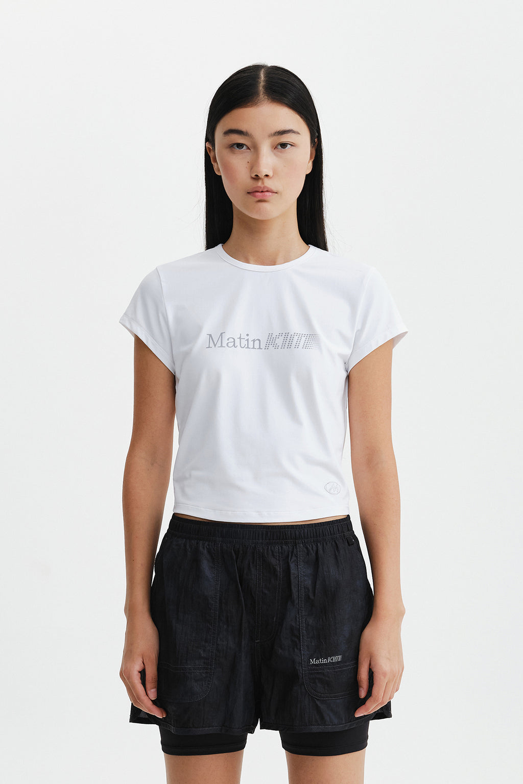 Matin Kim - Matin Pace Reflective Logo Slim Top (White) product image 6 | TRAB K-Fashion Australia