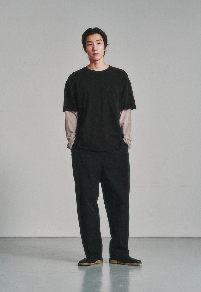 Art if acts - Cotton Side Tuck Curved Trousers (Black) product image 1 | TRAB K-Fashion Australia