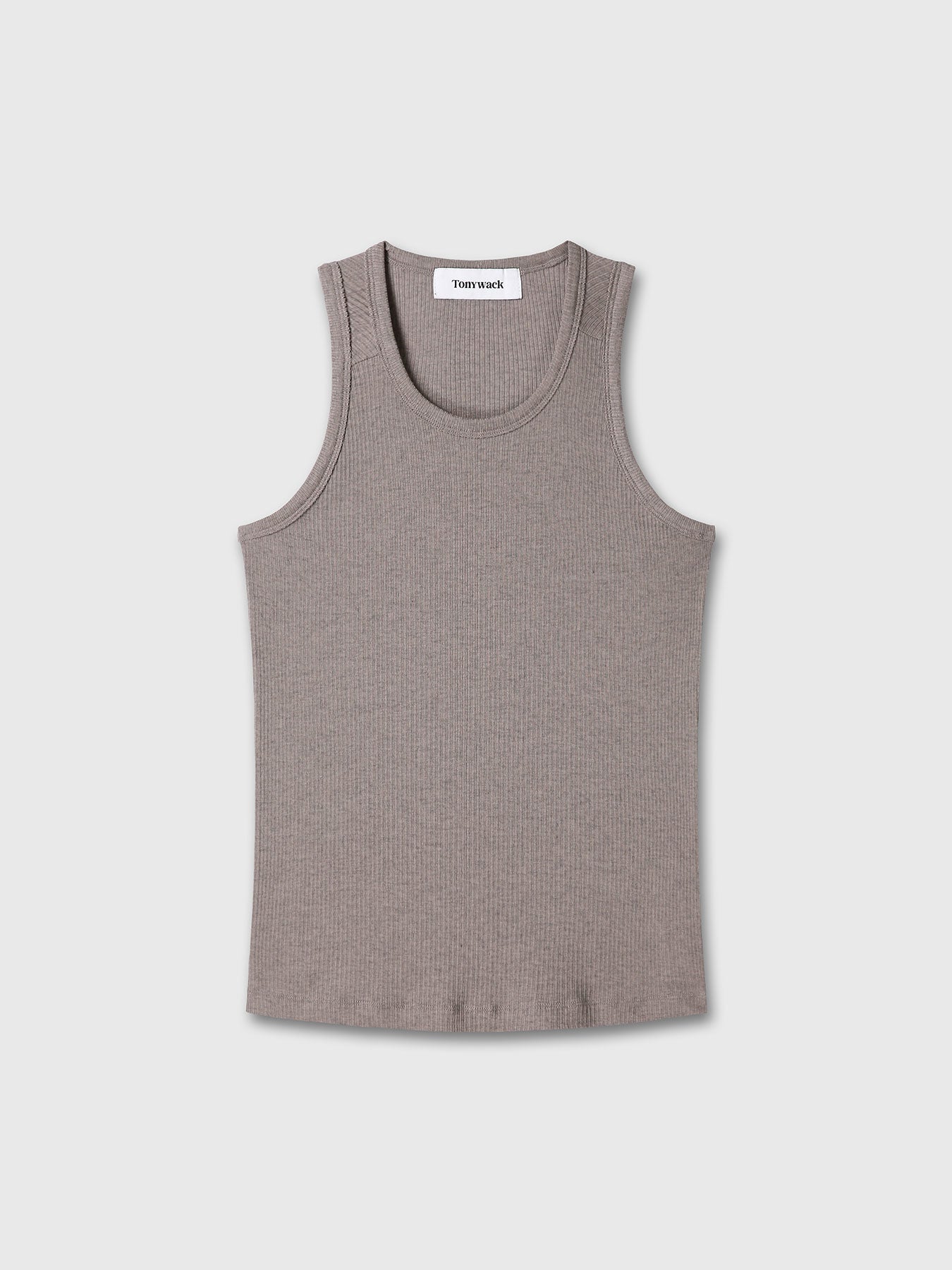 Tonywack - Silk Lyocell Rib Tank Top Japanese Fabric (Taupe) product image 9 | TRAB K-Fashion Australia