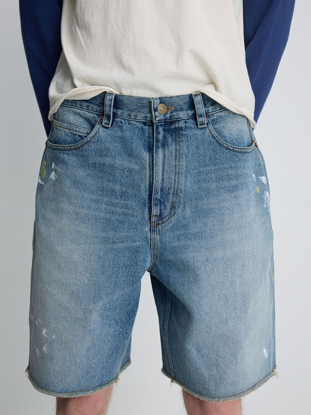 Tonywack - Hand-Painted Raw Hem Denim Shorts (Vintage Blue) product image 4 | TRAB K-Fashion Australia