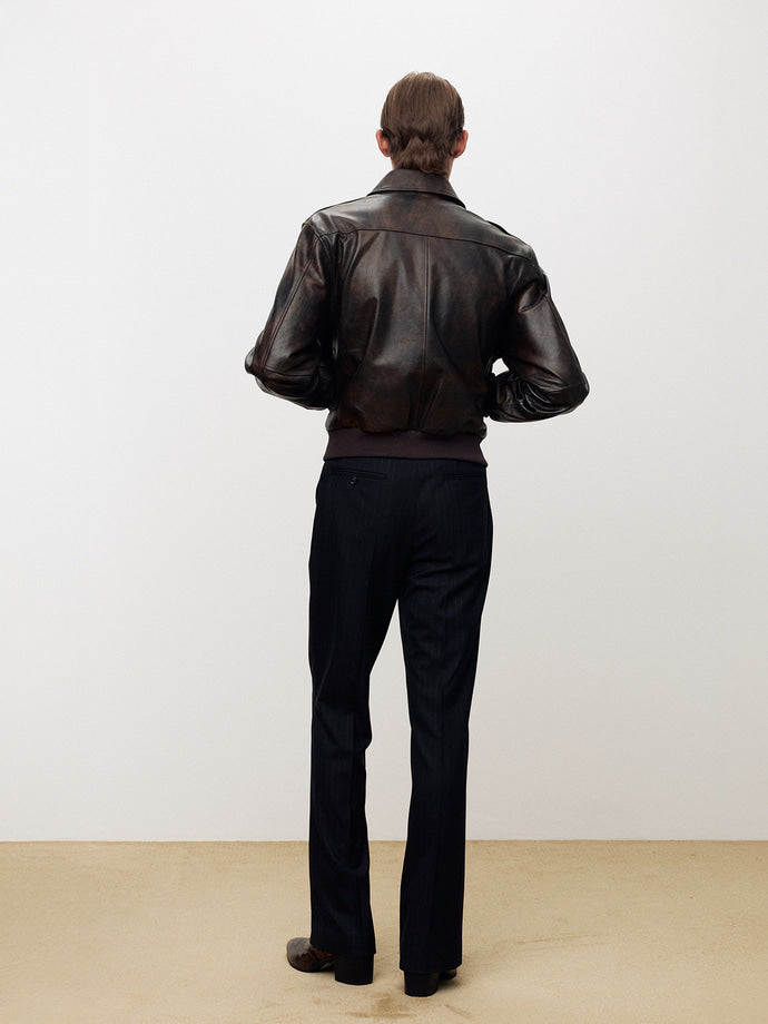 Tonywack - Goat Leather Aviator Jacket (Vintage Treatment) (Dark Brown) product image 3 | TRAB K-Fashion Australia