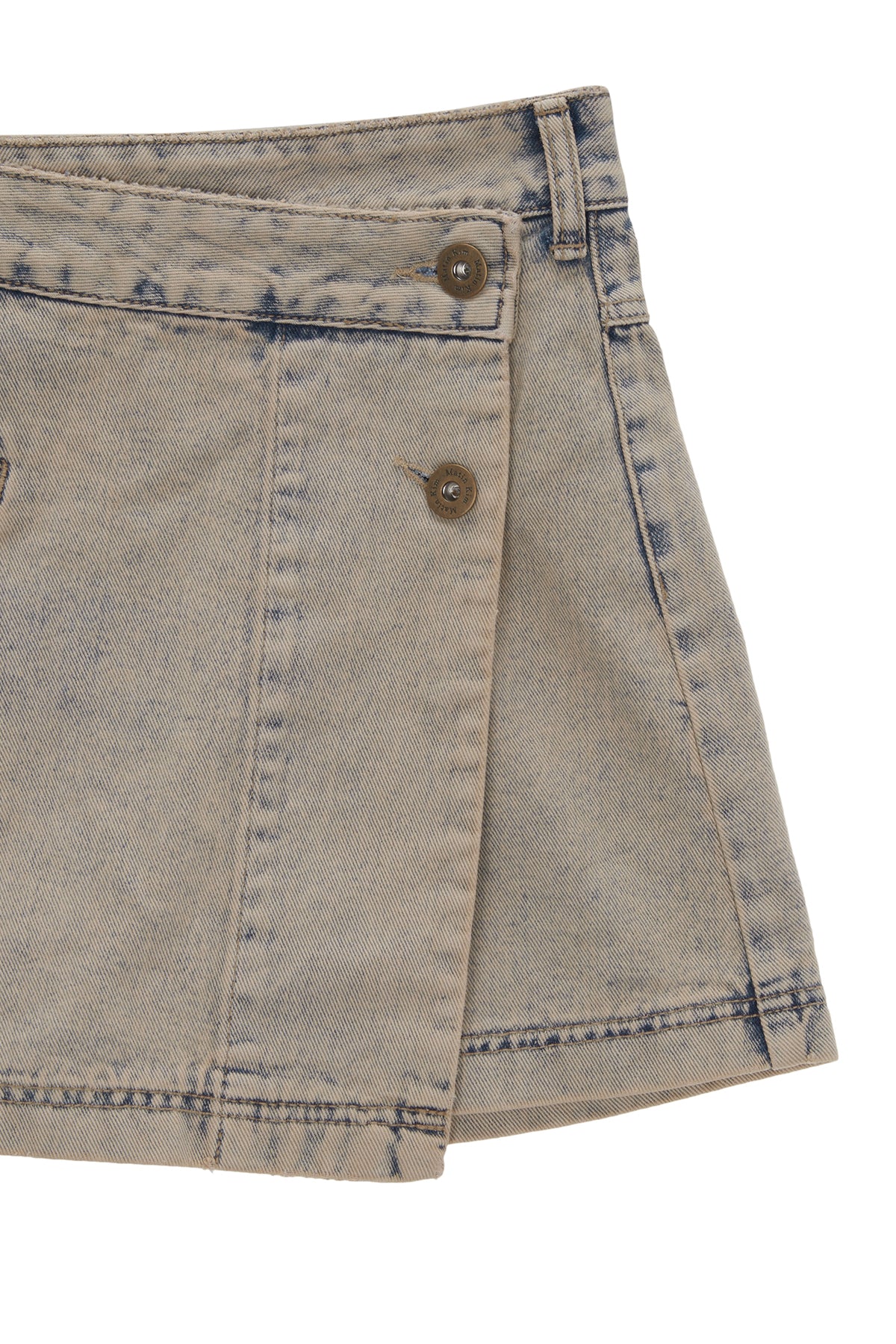 Matin Kim - Pleats Wrap Denim Mini Skirt (Beige) product image 4 | TRAB K-Fashion Australia