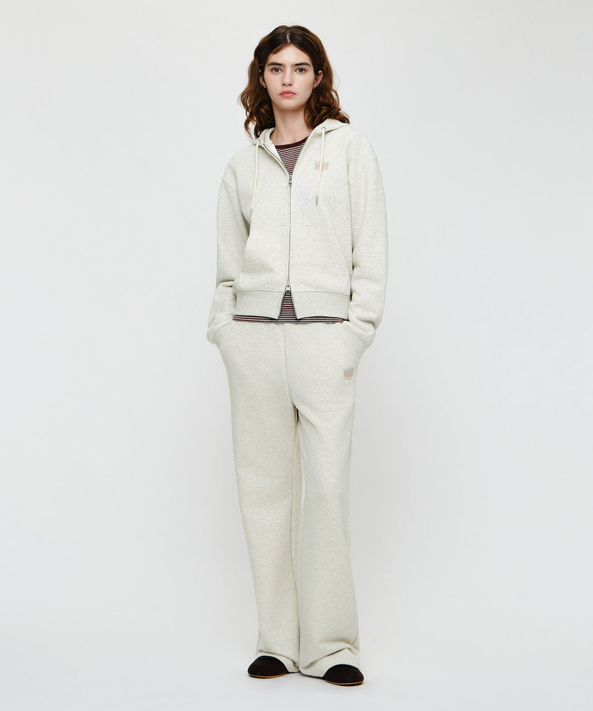 Marithe & Francois Girbaud - Small Classic Logo Hoodie Zipup (Oatmeal) product image 5 | TRAB K-Fashion Australia