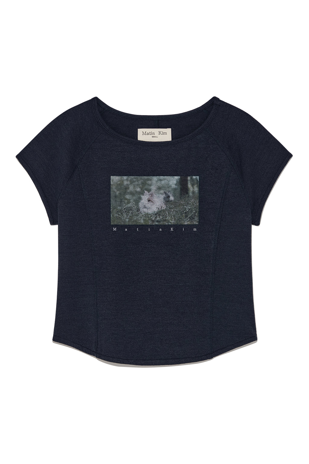 Matin Kim - Rabbit Printing Raglan Slim Top (Navy) product image 1 | TRAB K-Fashion Australia