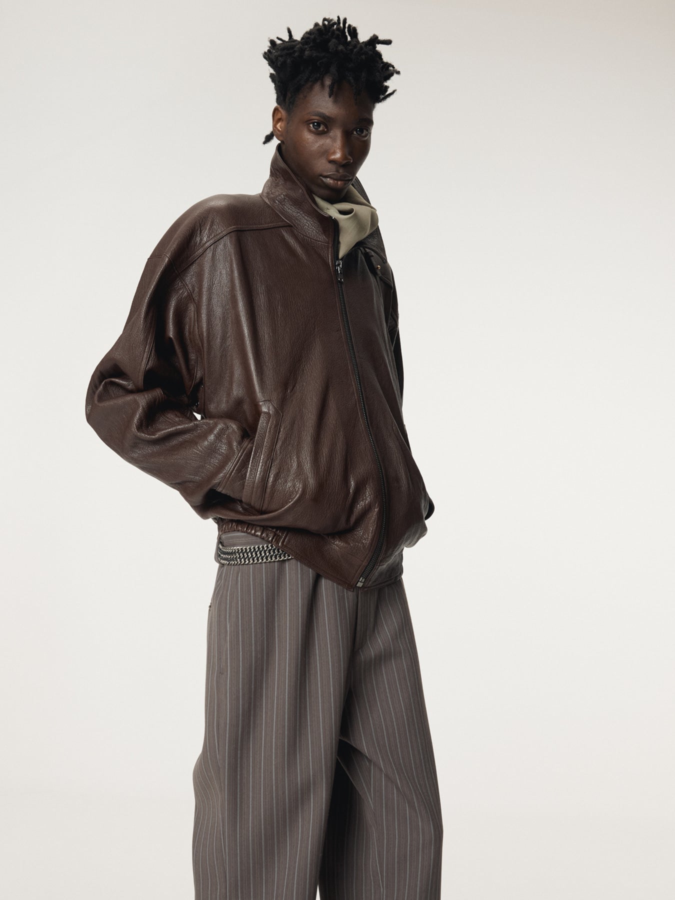 Recto - High-Neck Leather Jumper (Brown) product image 4 | TRAB K-Fashion Australia